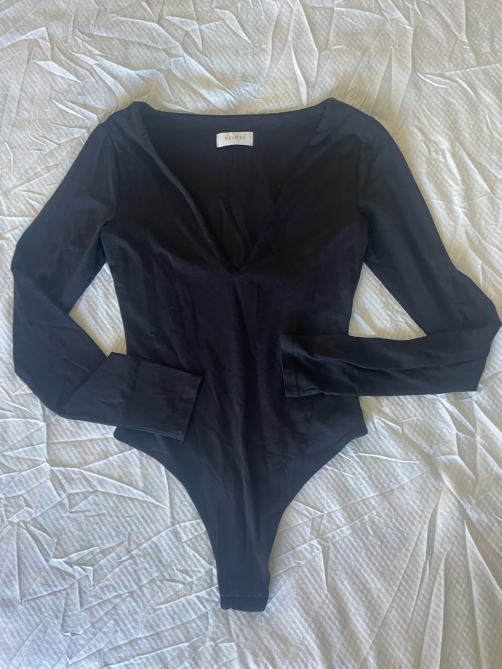 Meshki Black Long Sleeve V-Neck Bodysuit